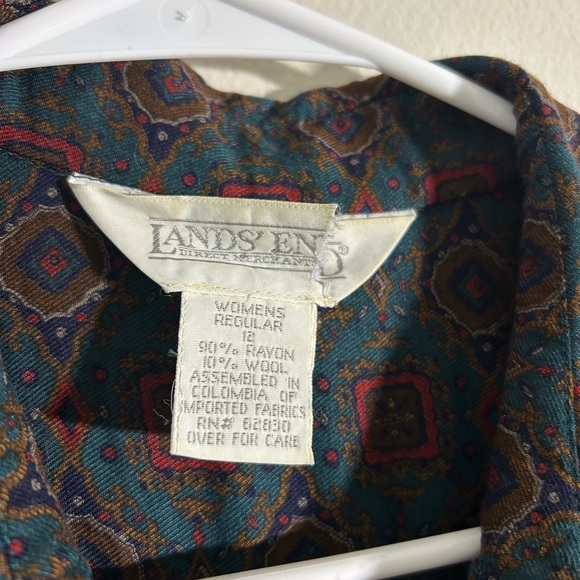 Vintage Land’s End Navy Patterned Dress - Picture 2 of 6